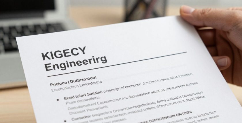 An organized engineering CV with technical skills and project achievements highlighted.